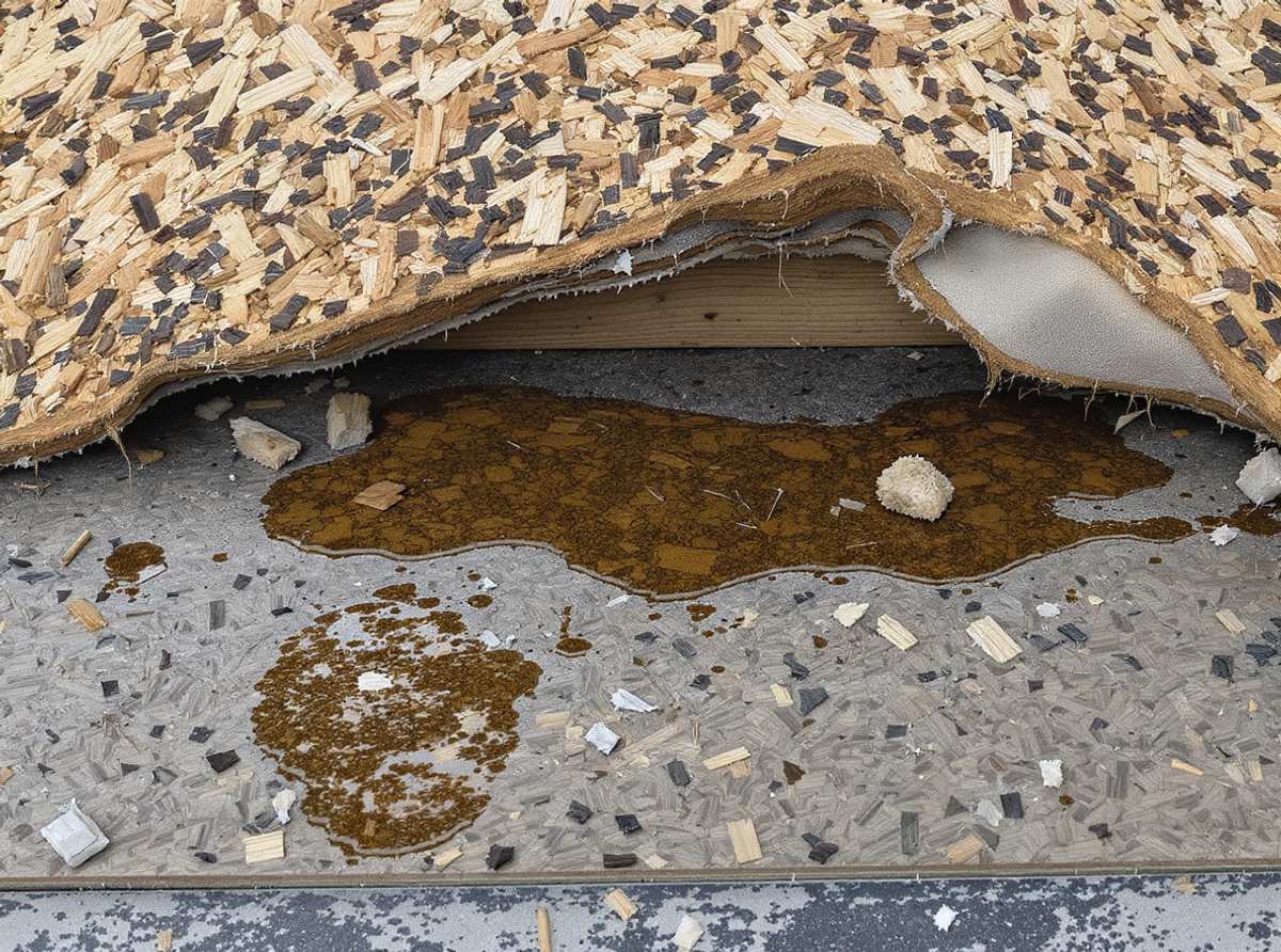 Moisture-damaged roof decking found during inspection in Belforest, Baldwin County — delayed repair leads to structural damage in Gulf Coast humidity